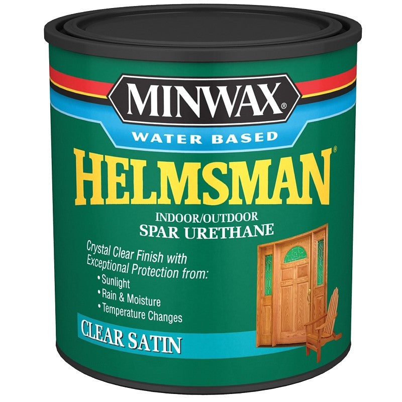 Minwax Helmsman 630520444 Spar Varnish, Crystal Clear, Liquid, 1 qt, Can