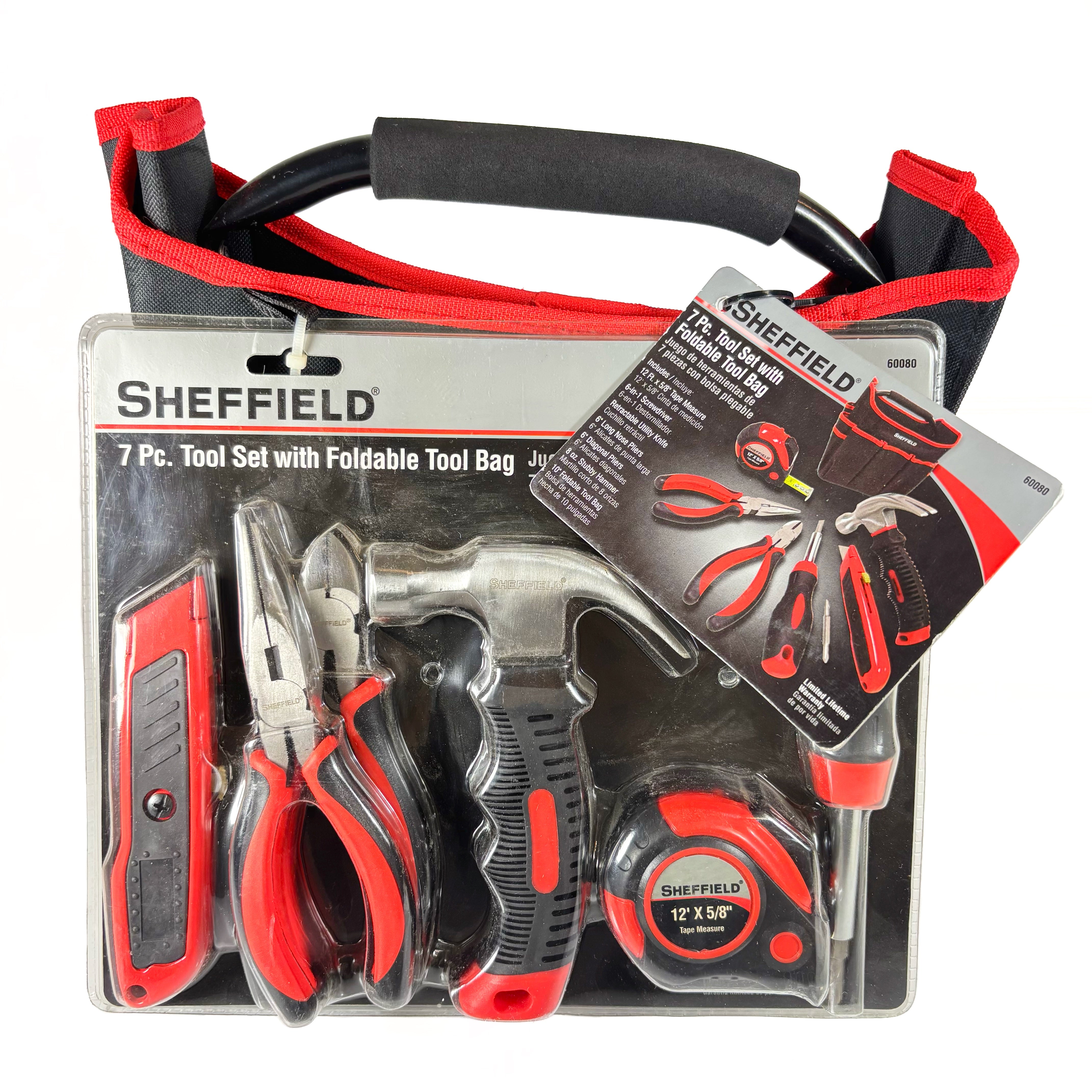 7 Piece Home Tool Set with Foldable Open Tool Bag