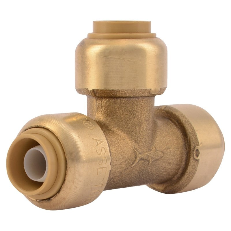 SharkBite U360LFA Pipe Tee, 3/8 in, Push-Fit, DZR Brass, 200 psi Pressure