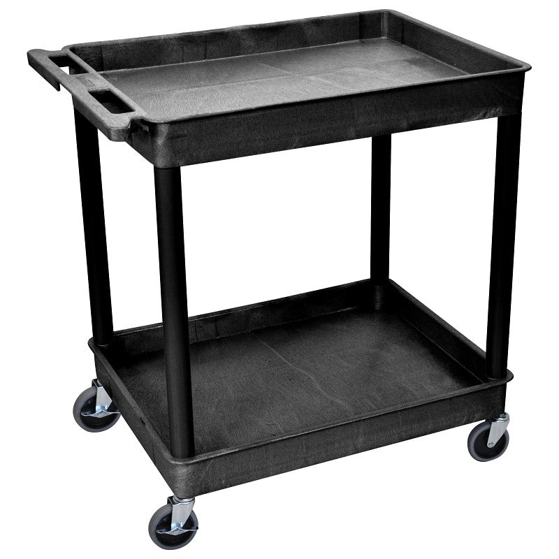 Luxor TC11-B Utility Tub Cart, 400 lb, 2-Shelf, Black, 32 in OAW, 37-1/2 in OAH