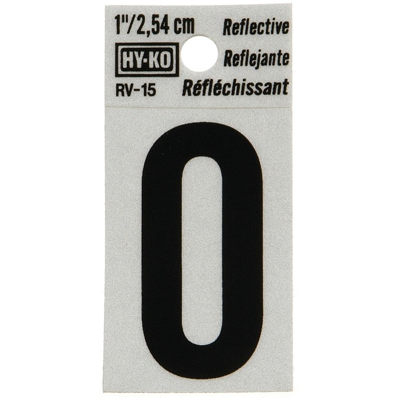 Hy-Ko RV-15/O Reflective Letter, Character: O, 1 in H Character, Black Character, Silver Background, Vinyl (Pack of 10)