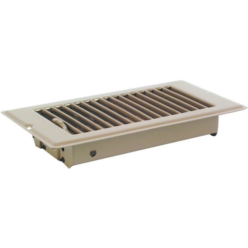 US Hardware V-056IB Floor Register, 4 in W Duct Opening, 8 in H Duct Opening, 11.875 in L, 5.25 in W, Steel, Brown