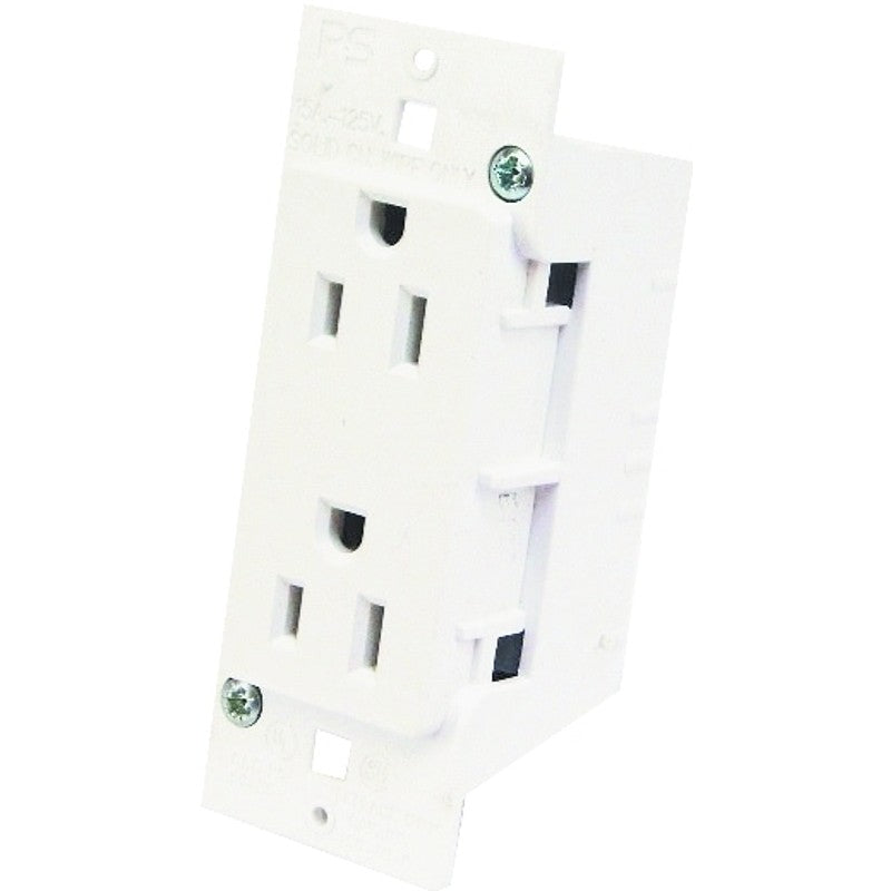US Hardware E-120C Receptacle, 125 V, 15 A, 2-Pole, White