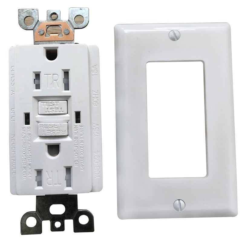 Genmax TR15WST GFCI Receptacle/Outlet, 15 A, White