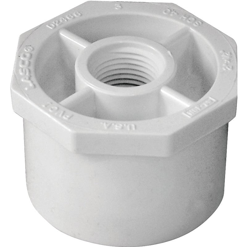 IPEX 435733 Reducing Bushing, 2 x 1/2 in, Spigot x FPT, White, SCH 40 Schedule, 150 psi Pressure
