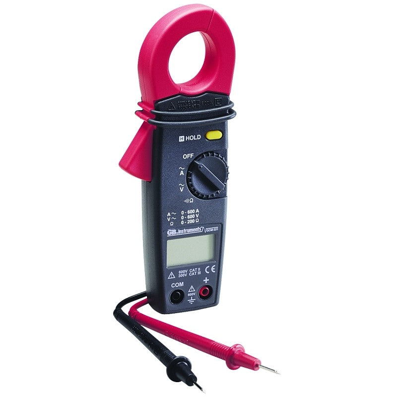 Gardner Bender GCM-221 Clamp Meter, 600 A, 600 VAC, 600 VDC, 1 MOhm, LCD Display, Black