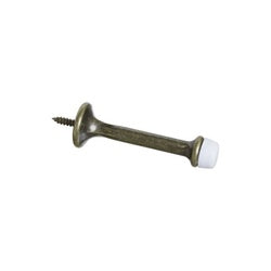 Heavy Cylinder Door Stops 3 Inch Antique Brass 2 Pack