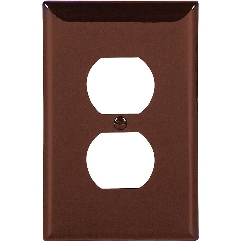 Eaton Wiring Devices 5132B-BOX Receptacle Wallplate, 4-1/2 in L, 2-3/4 in W, 1 -Gang, Nylon, Brown, High-Gloss (Pack of 15)