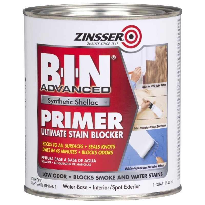 Zinsser 271009 Advanced Synthetic Primer, Flat, Matte, White, 1 qt, Can