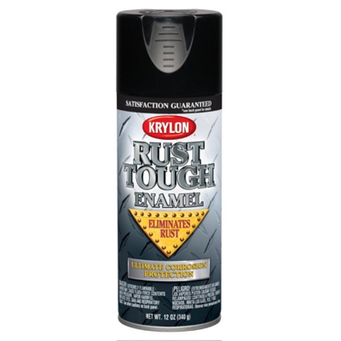 Krylon Rust Tough K09202007 Rust Preventative Spray Paint, Gloss, Black, 12 oz, Can