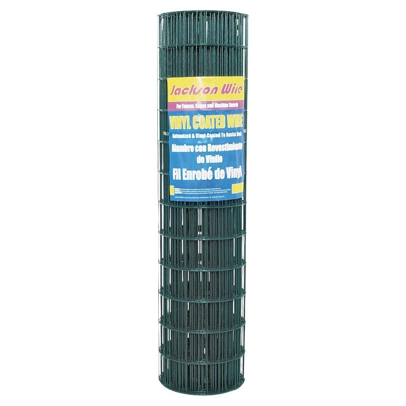 Jackson Wire 10 14 25 30 Welded Garden Fence, 50 ft L, 36 in H, 2 x 3 in Mesh, 16 Gauge, Green, Galvanized