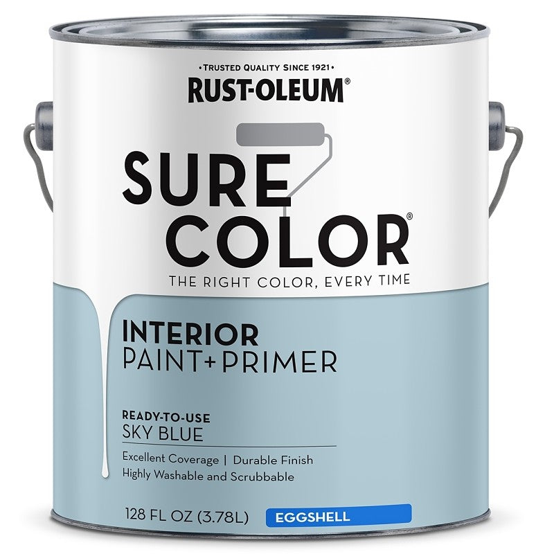 Rust-Oleum Sure Color 380225 Interior Wall Paint, Eggshell, Sky Blue, 1 gal, Can, 400 sq-ft Coverage Area (Pack of 2)