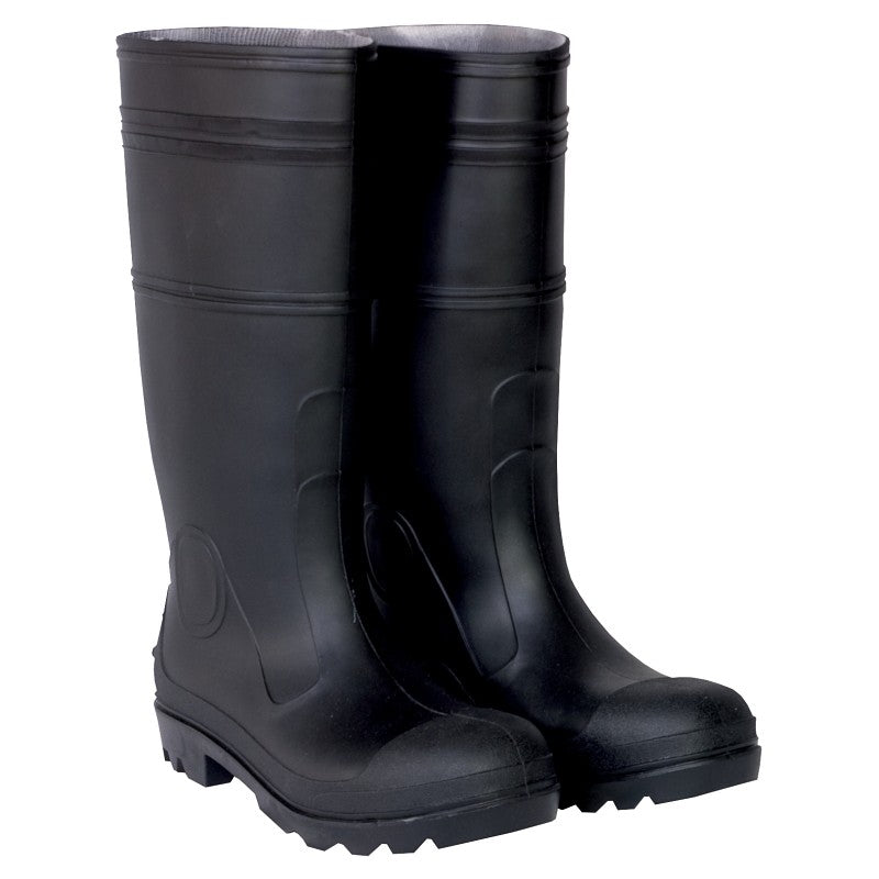 CLC R23009 Durable Economy Rain Boots, 9, Black, Slip-On Closure, PVC Upper