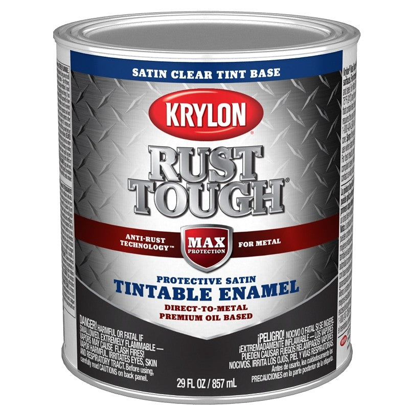 Krylon Rust Tough K09728008 Enamel Paint, Satin Sheen, Clear, 1 qt, 400 sq-ft/gal Coverage Area (Pack of 2)