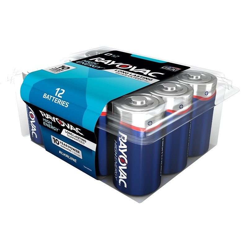 Rayovac 813-12PPK Battery, 1.5 V Battery, 17,500 mAh, D Battery, Alkaline