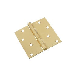 Door Hinge 4 Inch Square Corner Satin Brass (POS)