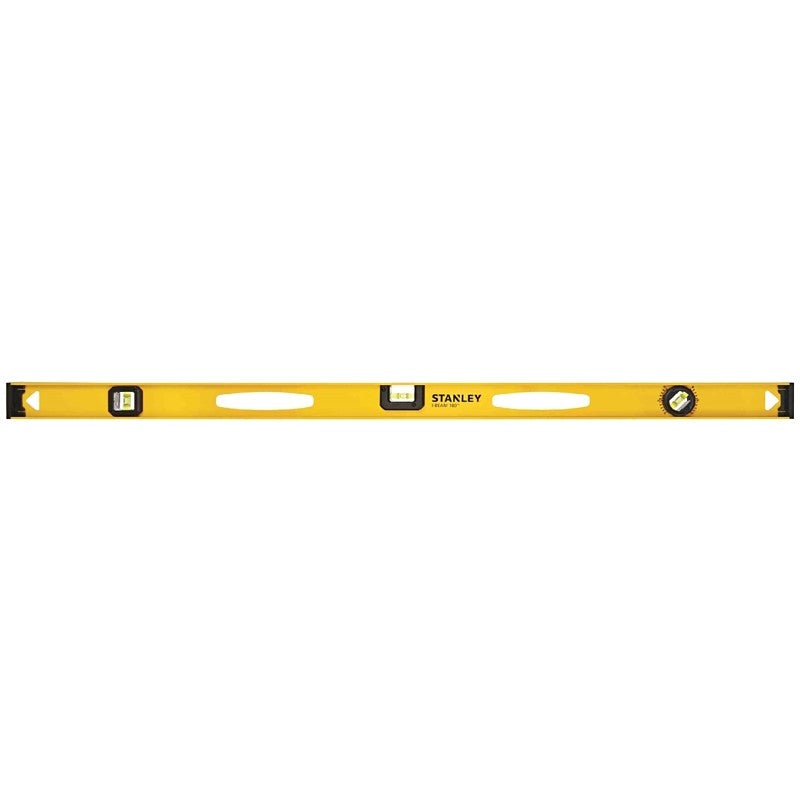 STANLEY 42-328 I-Beam Level, 48 in L, 3-Vial, 2-Hang Hole, Non-Magnetic, Black/Yellow, Aluminum