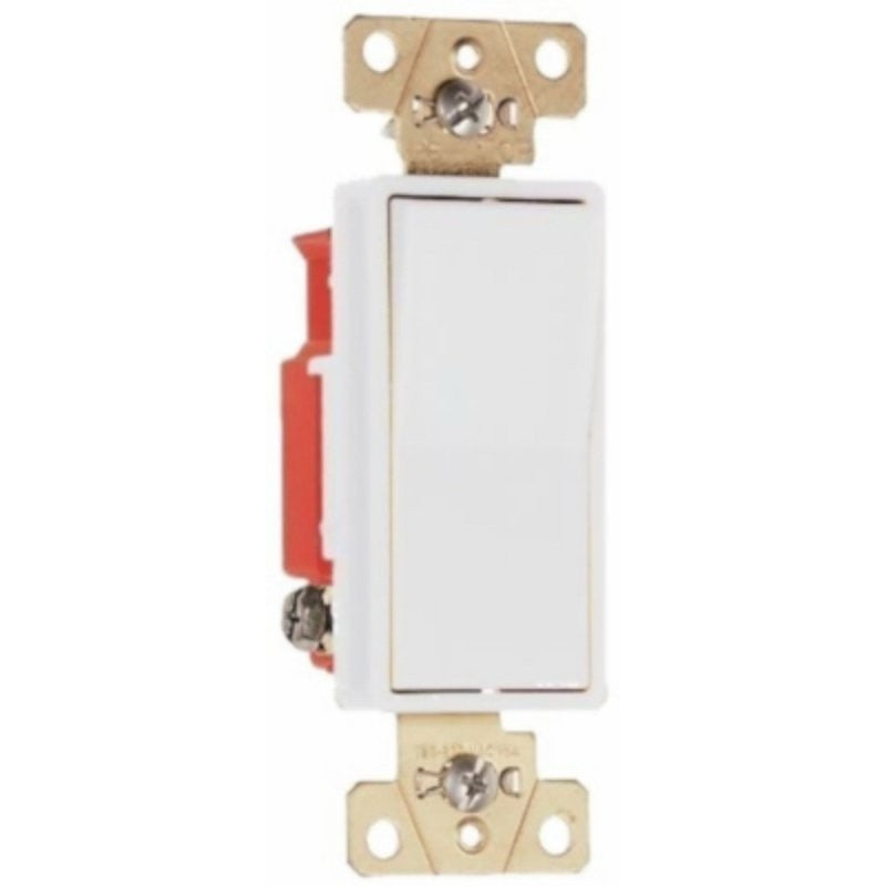 Legrand 2623WCC6 Decorator Switch, 20 A, 120/277 VAC, Back Wire, Side Wire Terminal, Polycarbonate, White