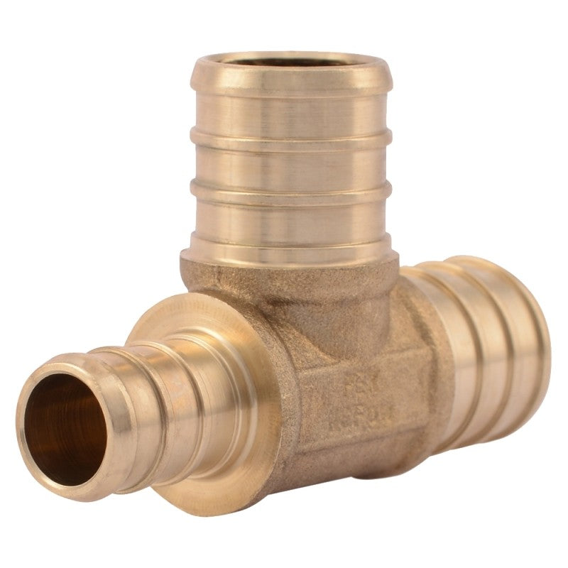 SharkBite UC444LFA Reducing Pipe Tee, 3/4 x 1/2 x 3/4 in, Barb, Brass