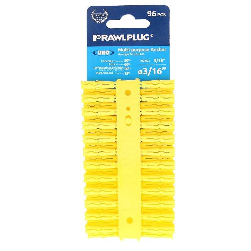 Rawlplug Rawl Uno Series R-U0-3/16-96 Multi-Purpose Anchor, 1 in L, Polypropylene