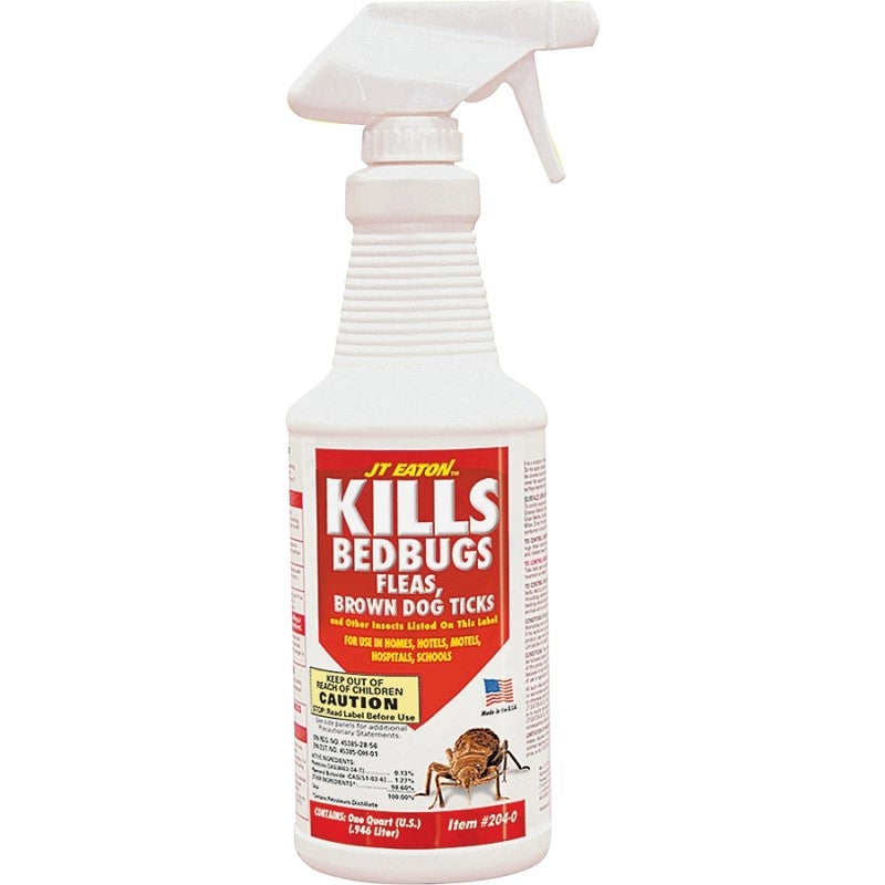 J.T. Eaton 204-O Bed Bug Killer, Liquid, Spray Application, 1 qt Bottle, Yellow (Pack of 6)