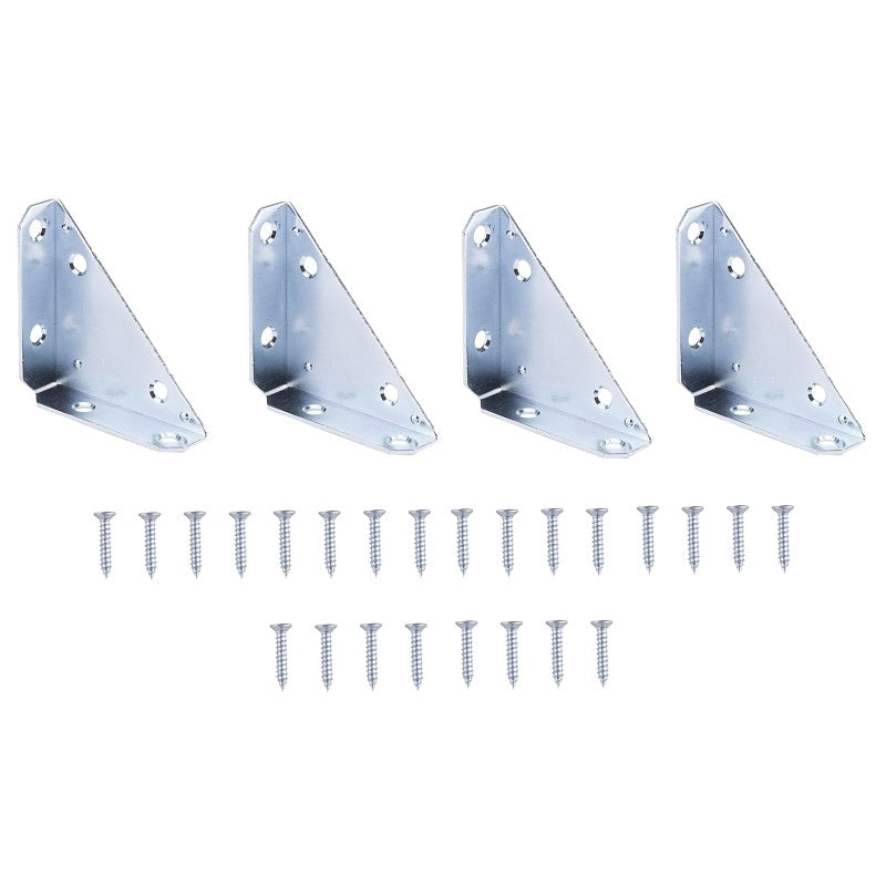 ProSource 22491ZCB-PS Corner Brace, 3 in L, 3 in W, 13/16 in H, Steel, Zinc-Plated, 2 mm Thick Material