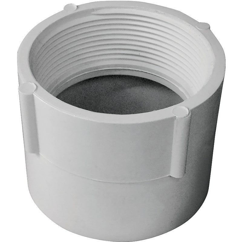 Canplas 192893 Pipe Adapter, 3 in, FNPT x Hub, PVC, White
