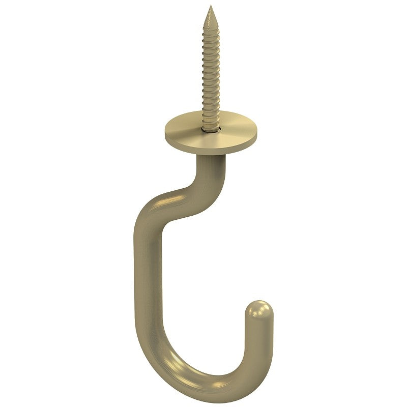 National Hardware Modern Series N275-524 J-Hook, 1-23/32 in L, 4-27/32 in H, Steel, Brushed Gold, Ceiling Mounting