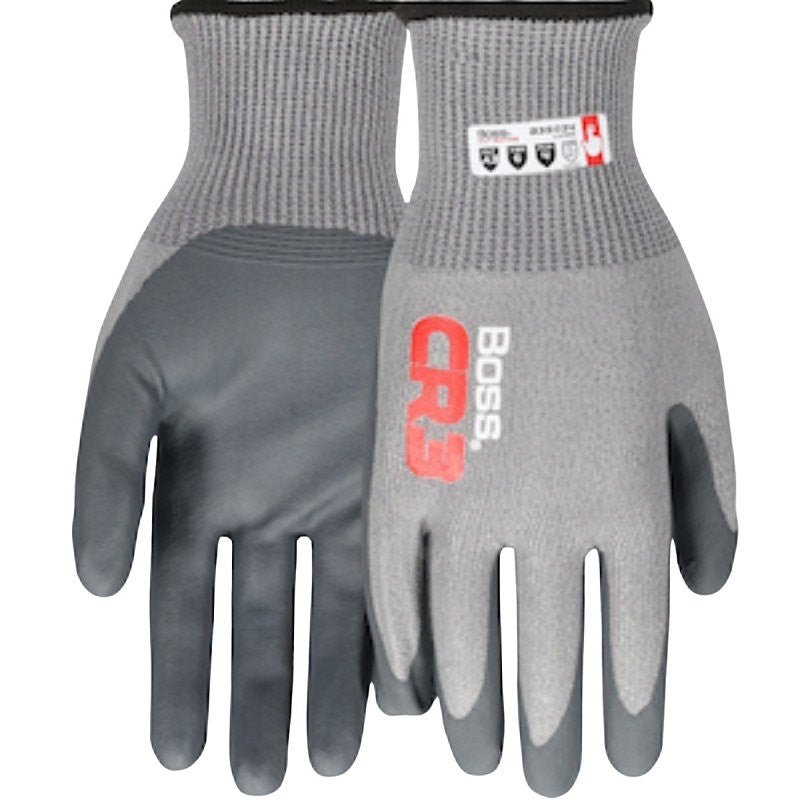 Boss CR3 B35034-M Cut-Resistant Gloves, M, Elastic Cuff, Nitrile Coating, Nylon, Dark Gray