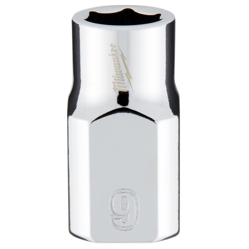 Milwaukee 45-34-9079 Socket, 9 mm Socket, Standard Socket, 3.543 in OAL, 3/8 in Drive, 6-Point, Chrome Vanadium Steel