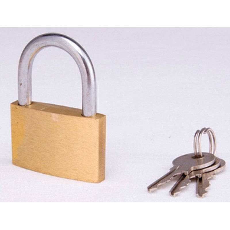 ProSource TGE-BP403L Padlock, Standard Shackle, 3/16 in Dia Shackle, 1 in H Shackle, Steel Shackle, Brass Body