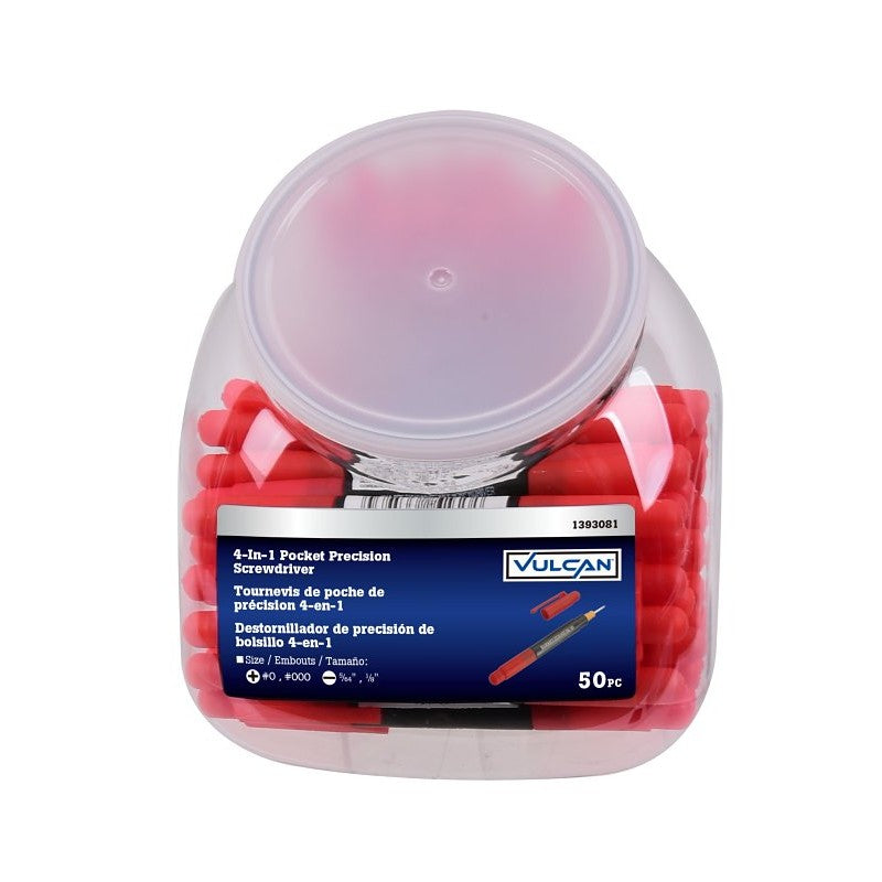 Vulcan JLW714401 4-in-1 Screwdriver Pocket Set, 5-1/4 in OAL (Pack of 50)