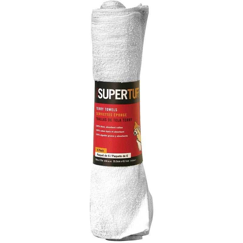 Trimaco SuperTuff 10756 Terry Towel, White, 17 in L, 14 in W, Cotton