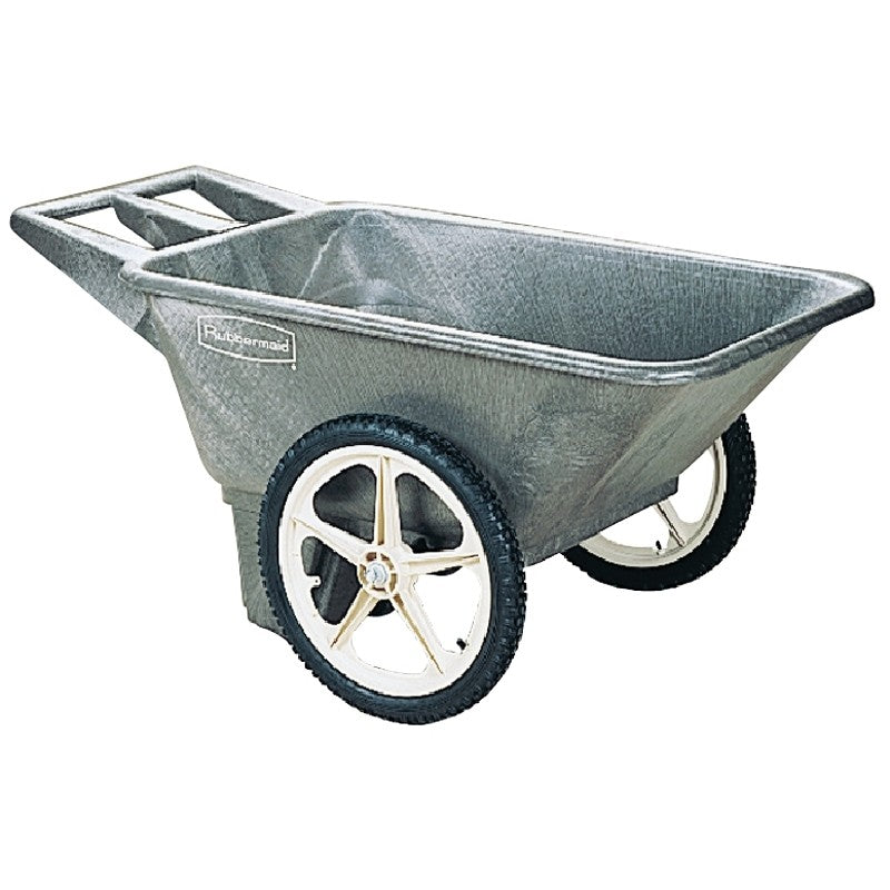 Rubbermaid 564200BLA Utility Cart, 300 lb, Plastic Deck, 2-Wheel, 20 in Wheel, Pneumatic Wheel, Black