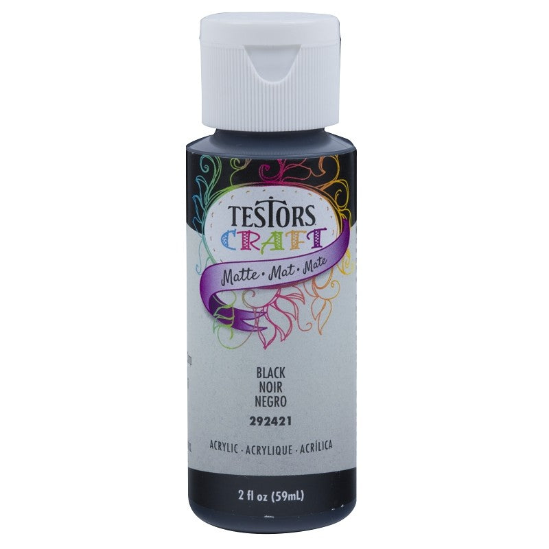 Testors 292421A Acrylic Craft Paint, Matte, Black, 2 oz, Bottle