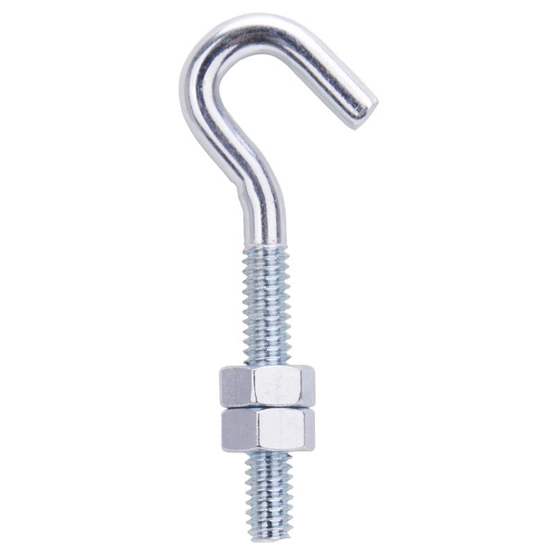 ProSource LR324 Hook Bolt, 6.2 in Thread, 1.5 in L Thread, 2-5/8 in L, Steel, Zinc (Pack of 10)