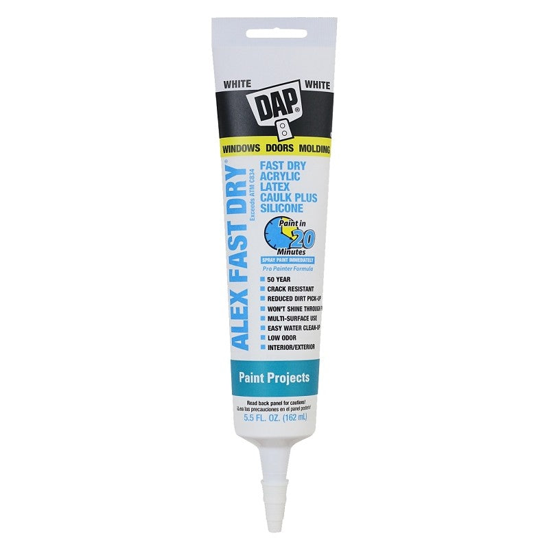 DAP 18408 Acrylic Latex Caulk, White, 5.5 fl-oz Tube
