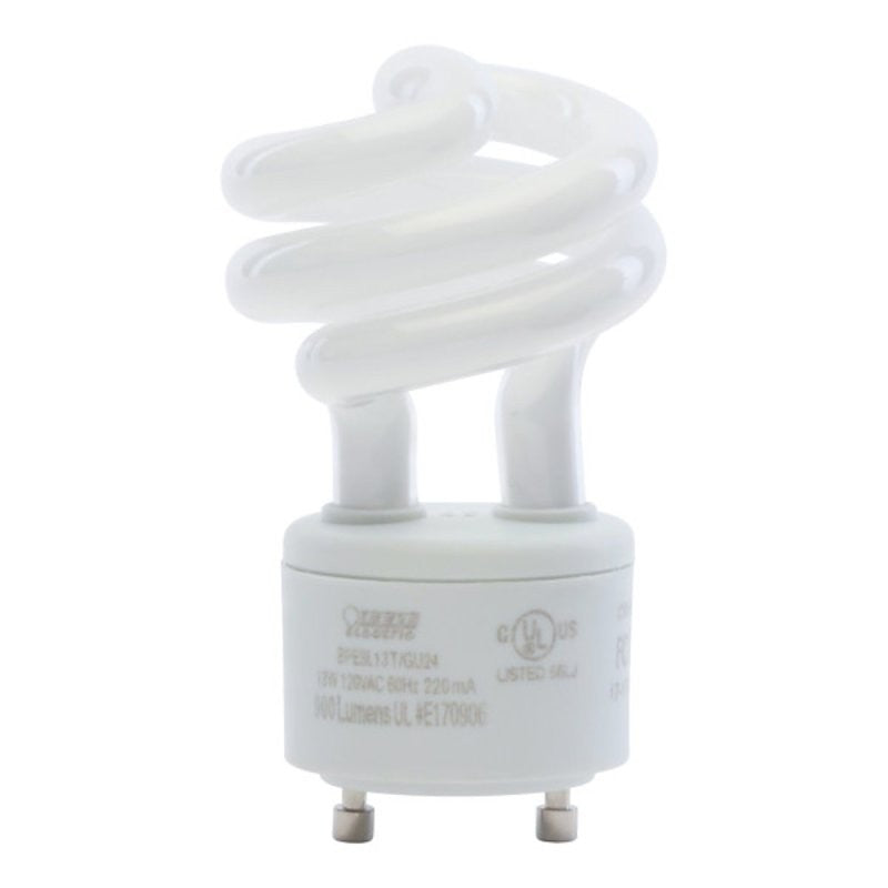 Feit Electric BPESL13T/GU24 Compact Fluorescent Lamp, 13 W, Spiral Lamp, GU24 Twist and Lock Lamp Base, 900 Lumens