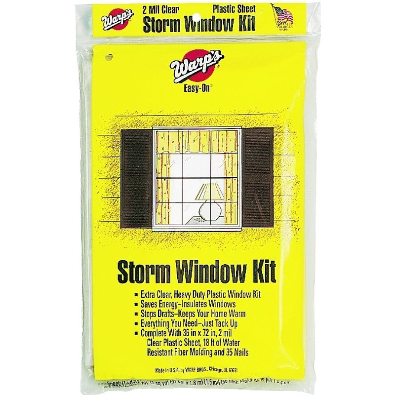 Warp's Easy-On Series EZ-36 Storm Window Kit, 36 in W, 2 mil Thick, 72 in L, Clear (Pack of 36)