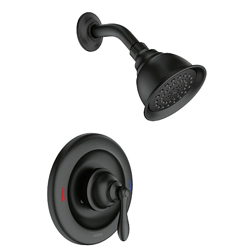 Moen Posi-Temp Caldwell 82495 Series 82495EPBL Tub/Shower, 1.75 gpm, 4 in Showerhead, Metal, 1-Spray Setting