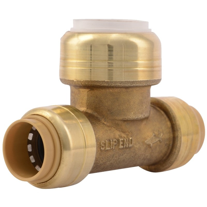 SharkBite UIP363A Transition Pipe Tee, 1/2 in, Push-to-Connect, DZR Brass