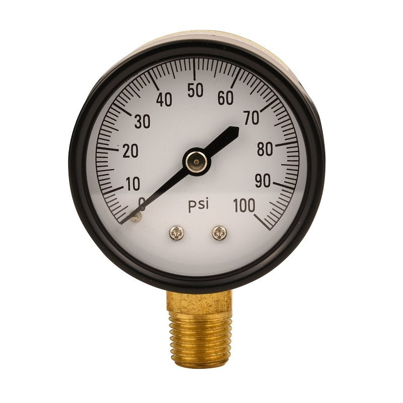 Water Source M1002-4L Pool Pressure Gauge, 1/4 in Connection, Steel Gauge Case, 100 psi