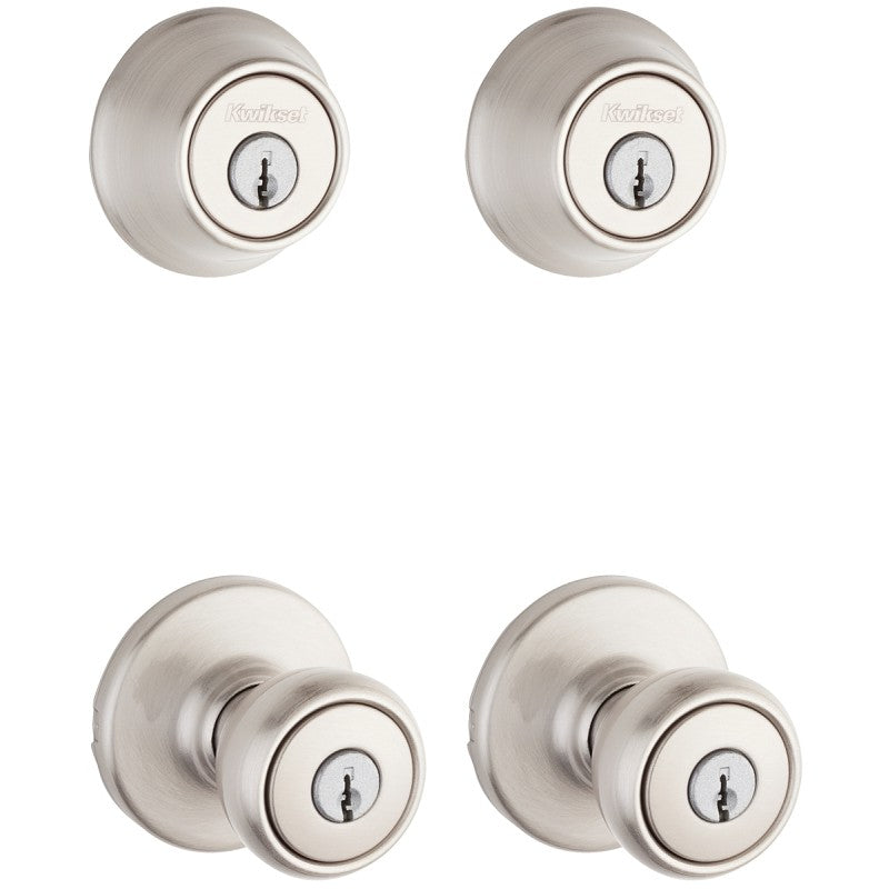Kwikset 242T 15 K2 CP Combination Lockset, Knob Handle, Tylo Design, Satin Nickel, 3 Grade, Metal