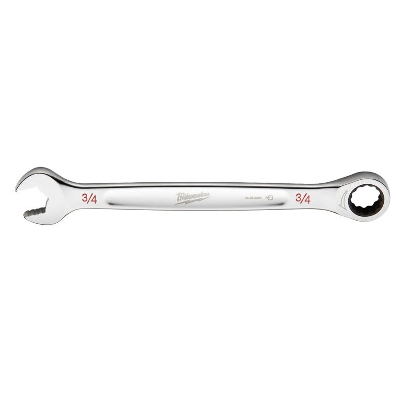 Milwaukee 45-96-9224 Ratcheting Combination Wrench, SAE, 3/4 in Head, 10.14 in L, 12-Point, Steel, Chrome