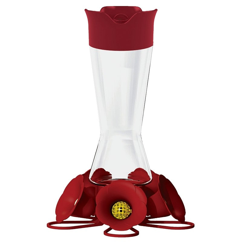 Perky-Pet 204CP-4 Bird Feeder, 5-Port/Perch, Glass, Red, 10-1/2 in H