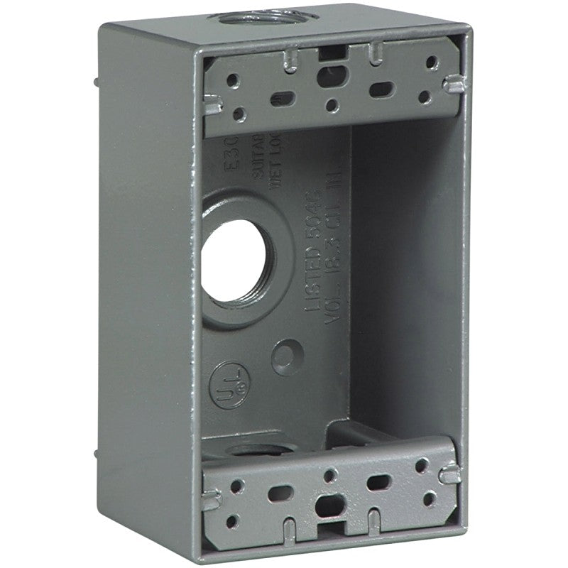 Eaton Wiring Devices 1113-SP Outlet Box, 3-Outlet, 1-Gang, Aluminum, Black, Powder-Coated
