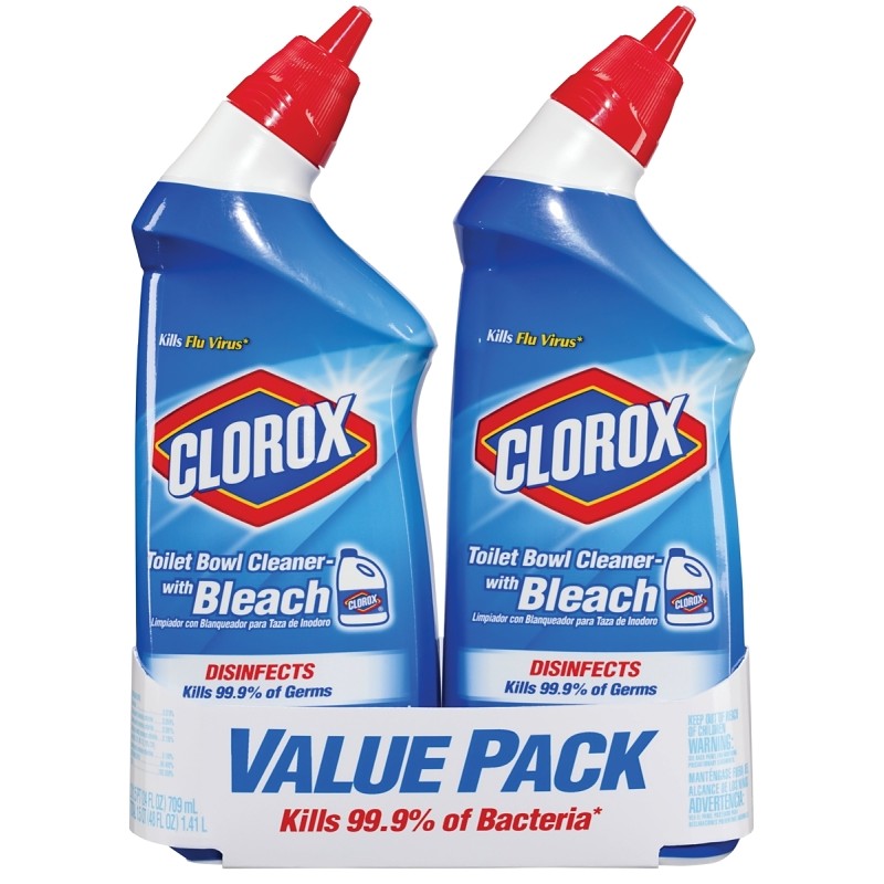 Clorox 00273 Toilet Bowl Cleaner, 24 oz, Liquid, Bleach, Crisp, Floral, Clear/Pale Green (Pack of 6)