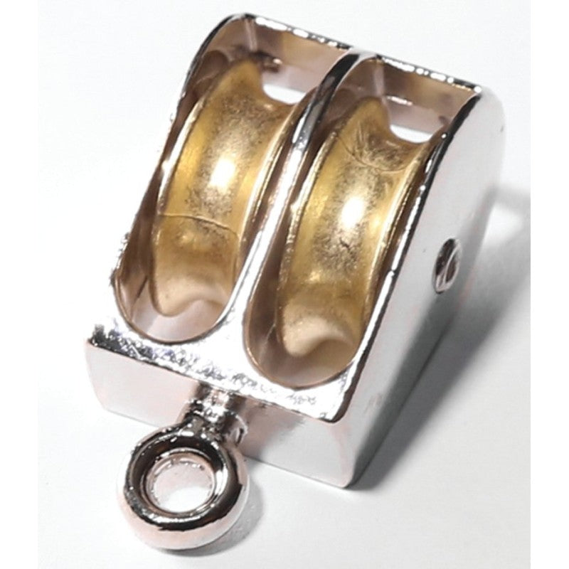 Baron 0176ZD-1 Rope Pulley, 1/4 in Rope, 55 lb Working Load, 1 in Sheave, Brass/Copper/Nickel