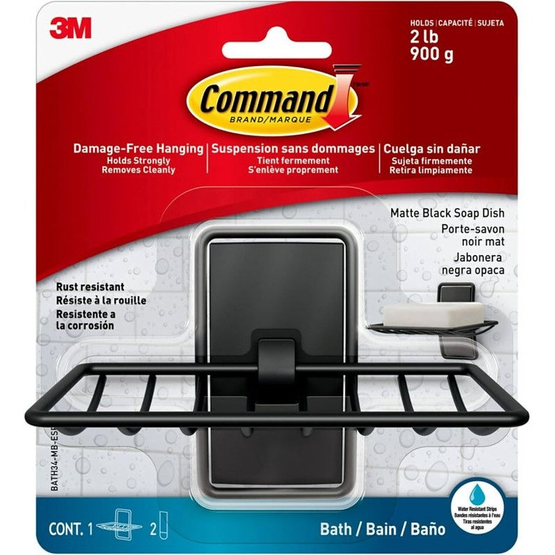 Command BATH34-MB-ESF Soap Dish, Wall, Metal/Plastic, Black