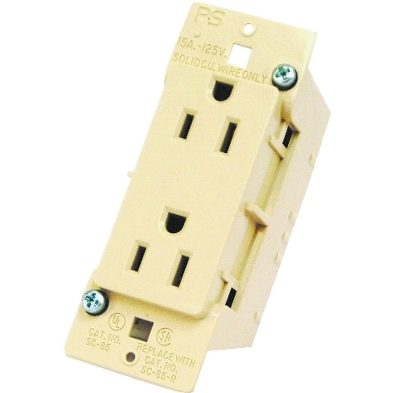US Hardware E-102C Receptacle, 125 V, 15 A, 2-Pole, Ivory